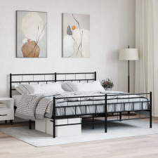 vidaXL fekete fém ágykeret fej- és lábtámlával 193 x 203 cm ágy és ágykellék