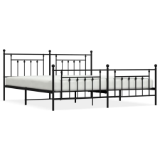 vidaXL fekete fém ágykeret fej- és lábtámlával 200 x 200 cm (353562) ágy és ágykellék