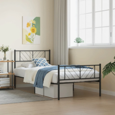 vidaXL fekete fém ágykeret fej- és lábtámlával 75 x 190 cm ágy és ágykellék
