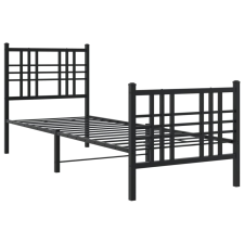 vidaXL fekete fém ágykeret fej- és lábtámlával 75 x 190 cm (376332) ágy és ágykellék