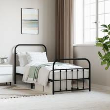 vidaXL fekete fém ágykeret fej- és lábtámlával 90 x 190 cm ágy és ágykellék