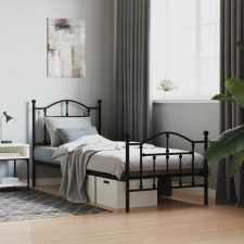 vidaXL fekete fém ágykeret fej- és lábtámlával 90 x 190 cm ágy és ágykellék