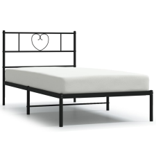 vidaXL fekete fém ágykeret fejtámlával 100 x 190 cm (355457) ágy és ágykellék