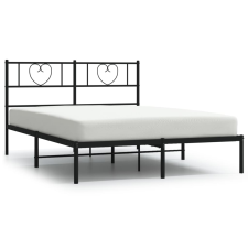 vidaXL fekete fém ágykeret fejtámlával 135 x 190 cm (355462) ágy és ágykellék