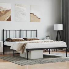 vidaXL fekete fém ágykeret fejtámlával 140 x 190 cm bútor