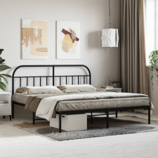 vidaXL fekete fém ágykeret fejtámlával 160 x 200 cm ágy és ágykellék