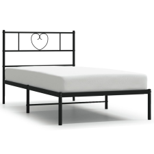vidaXL fekete fém ágykeret fejtámlával 90 x 200 cm (355456) ágy és ágykellék