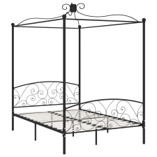 vidaXL fekete fém baldachinos ágykeret 140 x 200 cm (284477) ágy és ágykellék