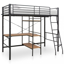 vidaXL Fekete fém emeletes ágykeret asztallal 90 x 200 cm ágy és ágykellék