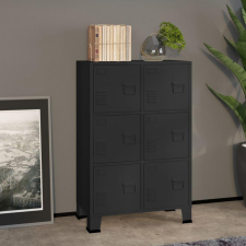 vidaXL fekete fém ipari tárolószekrény 75 x 40 x 115 cm irattároló szekrény