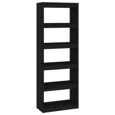 vidaXL fekete fenyőfa könyvszekrény/térelválasztó 60 x 30 x 167,5 cm (808177) bútor
