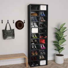 vidaXL Fekete forgácslap cipősszekrény 54 x 34 x 183 cm
