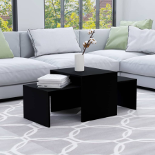 vidaXL fekete forgácslap dohányzóasztal szett 100 x 48 x 40 cm bútor