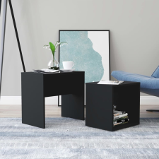 vidaXL fekete forgácslap dohányzóasztal szett 48 x 30 x 45 cm bútor