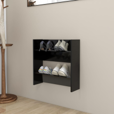 vidaXL fekete forgácslap fali cipősszekrény 60 x 18 x 60 cm bútor