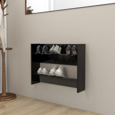 vidaXL fekete forgácslap fali cipősszekrény 80 x 18 x 60 cm bútor