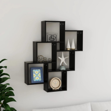 vidaXL fekete forgácslap fali kockapolc 78 x 15 x 93 cm bútor