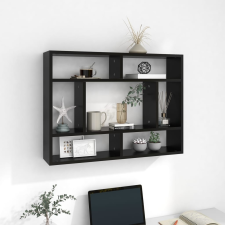 vidaXL fekete forgácslap fali polc 75 x 16 x 55 cm bútor