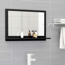 vidaXL fekete forgácslap fürdőszobai tükör 60 x 10,5 x 37 cm fürdőszoba bútor