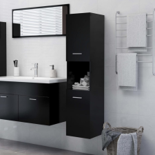 vidaXL fekete forgácslap fürdőszobaszekrény 30 x 30 x 130 cm fürdőszoba bútor
