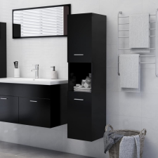 vidaXL fekete forgácslap fürdőszobaszekrény 30 x 30 x 130 cm fürdőszoba bútor