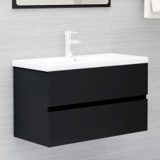 vidaXL fekete forgácslap mosdószekrény 80 x 38,5 x 45 cm fürdőszoba bútor