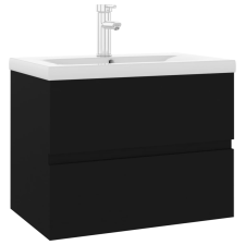 vidaXL fekete forgácslap mosdószekrény beépített mosdókagylóval (3071631) fürdőszoba bútor
