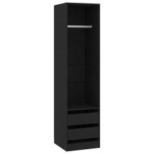 vidaXL fekete forgácslap ruhásszekrény fiókokkal 50 x 50 x 200 cm (800613) bútor