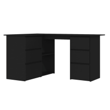 vidaXL fekete forgácslap sarok íróasztal 145 x 100 x 76 cm (801090) bútor