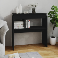 vidaXL fekete forgácslap tálalóasztal 80 x 30 x 80 cm bútor
