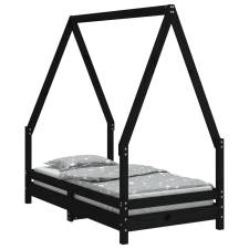 vidaXL fekete gyerek tömör fenyőfa ágykeret 70 x 140 cm (834488) gyermekbútor