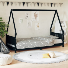 vidaXL fekete gyerek tömör fenyőfa ágykeret 80 x 200 cm ágy és ágykellék