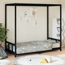 vidaXL fekete gyerek tömör fenyőfa ágykeret 90 x 190 cm ágy és ágykellék