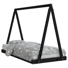 vidaXL fekete gyerek tömör fenyőfa ágykeret 90 x 190 cm (834533) bútor