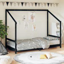 vidaXL fekete gyerek tömör fenyőfa ágykeret 90 x 200 cm ágy és ágykellék