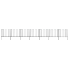vidaXL fekete hajlított tetejű acélkerítés 11,9 x 1,5 m kerti dekoráció