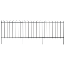 vidaXL fekete hajlított tetejű acélkerítés 5,1 x 1,5 m kerti dekoráció