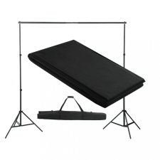 vidaXL Fekete háttértartó rendszer 300 x 300 cm világítás