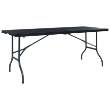 vidaXL fekete HDPE rattan szerű összecsukható kerti asztal 180x75x72cm kerti bútor