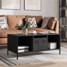 vidaXL fekete hidegen hengerelt acél dohányzóasztal 101,5x50x43,5 cm bútor