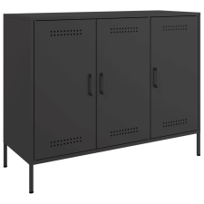 vidaXL fekete hidegen hengerelt acél tálalószekrény 100,5 x 39 x 79 cm bútor