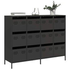 vidaXL fekete hidegen hengerelt acél tálalószekrény 135x39x103,5 cm bútor
