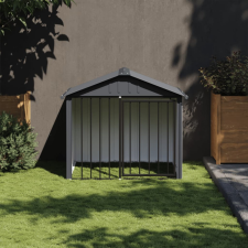 vidaXL fekete horganyzott acél kutyakennel tetővel 117x103x102 cm szállítóbox, fekhely kutyáknak