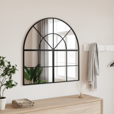 vidaXL fekete ívelt vas fali tükör 80 x 80 cm bútor