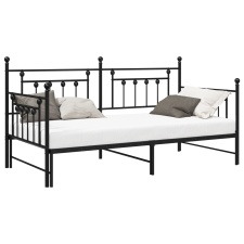 vidaXL Fekete Kanapékeret Heverővel 100x190 cm Acél (42002667) ágy és ágykellék