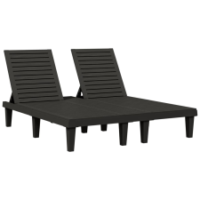 vidaXL fekete kétszemélyes polipropilén napozóágy 155 x 138 x 83 cm (364150) kerti bútor
