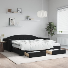 vidaXL Fekete kihúzható bársony heverő fiókkal 100 x 200 cm ágy és ágykellék
