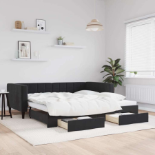vidaXL fekete kihúzható bársony heverő fiókkal 100 x 200 cm ágy és ágykellék