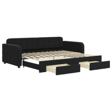 vidaXL fekete kihúzható bársony heverő fiókkal 90 x 200 cm (3196981) ágy és ágykellék