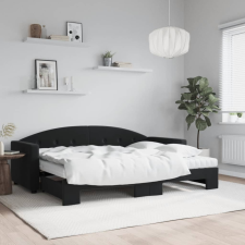 vidaXL fekete kihúzható bársony heverő matraccal 80 x 200 cm ágy és ágykellék